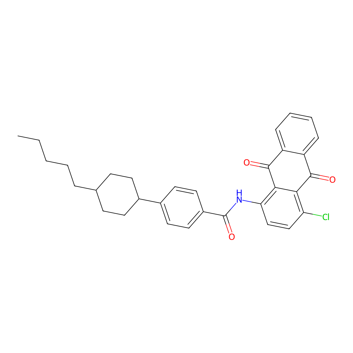N-(4-chloro-9,10-dioxo-9,10-dihydroanthracen-1-yl)-4-(4-pentylcyclohexyl)benzamide molecular structure, CAS 372181-05-0