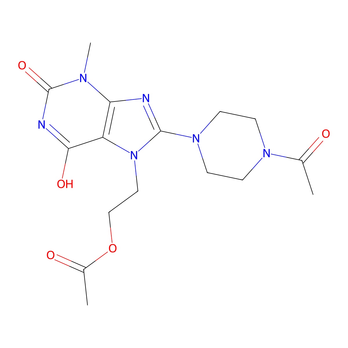 2-[8-(4-Acetylpiperazin-1-yl)-3-methyl-2,6-dioxopurin-7-yl]ethyl acetate molecular structure, CAS 372181-27-6