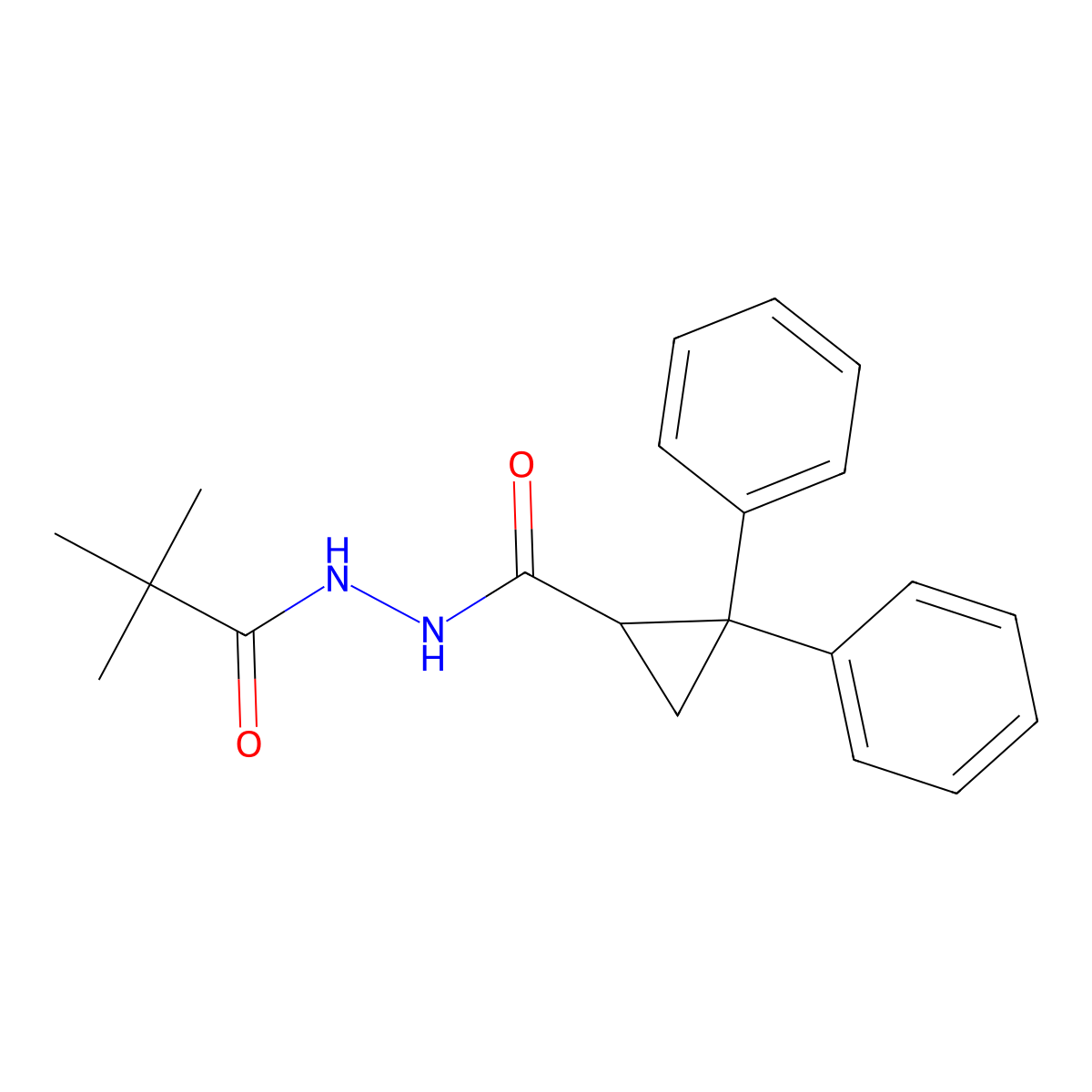 N'-(2,2-dimethylpropanoyl)-2,2-diphenylcyclopropane-1-carbohydrazide molecular structure, CAS 372184-48-0