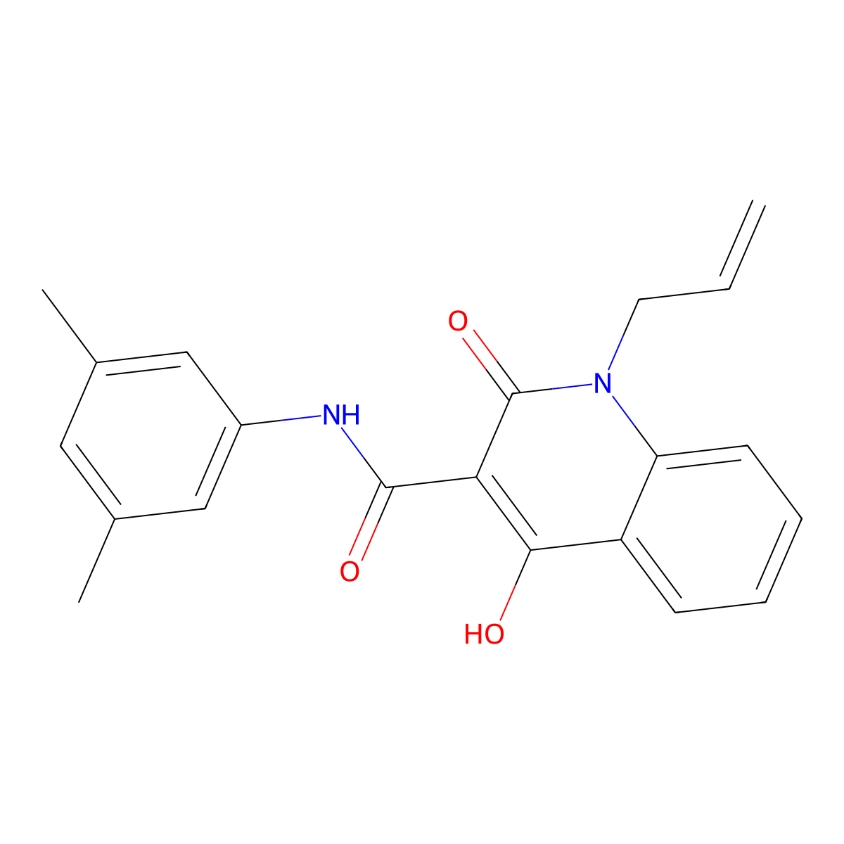 1-allyl-N-(3,5-dimethylphenyl)-4-hydroxy-2-oxo-1,2-dihydroquinoline-3-carboxamide molecular structure, CAS 372184-92-4