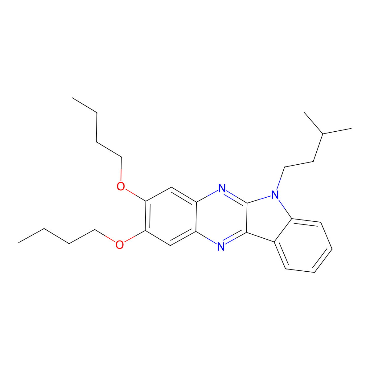 2,3-dibutoxy-6-(3-methylbutyl)-6H-indolo[2,3-b]quinoxaline molecular structure, CAS 372185-32-5