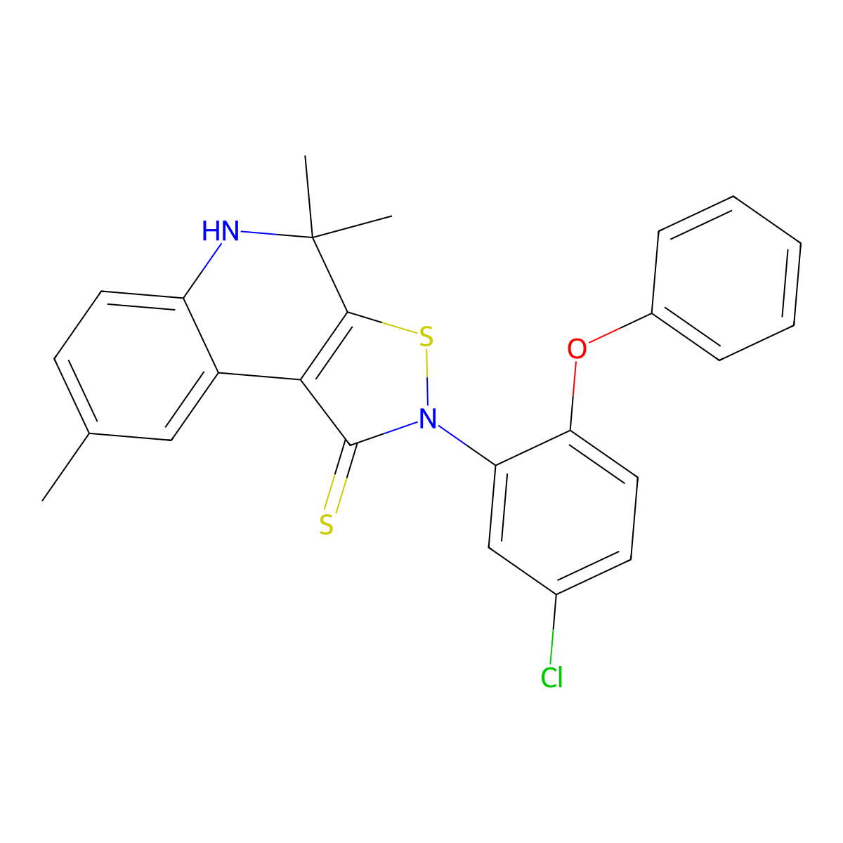 2-(5-chloro-2-phenoxyphenyl)-4,4,8-trimethyl-4,5-dihydroisothiazolo[5,4-c]quinoline-1(2H)-thione molecular structure, CAS 372185-65-4