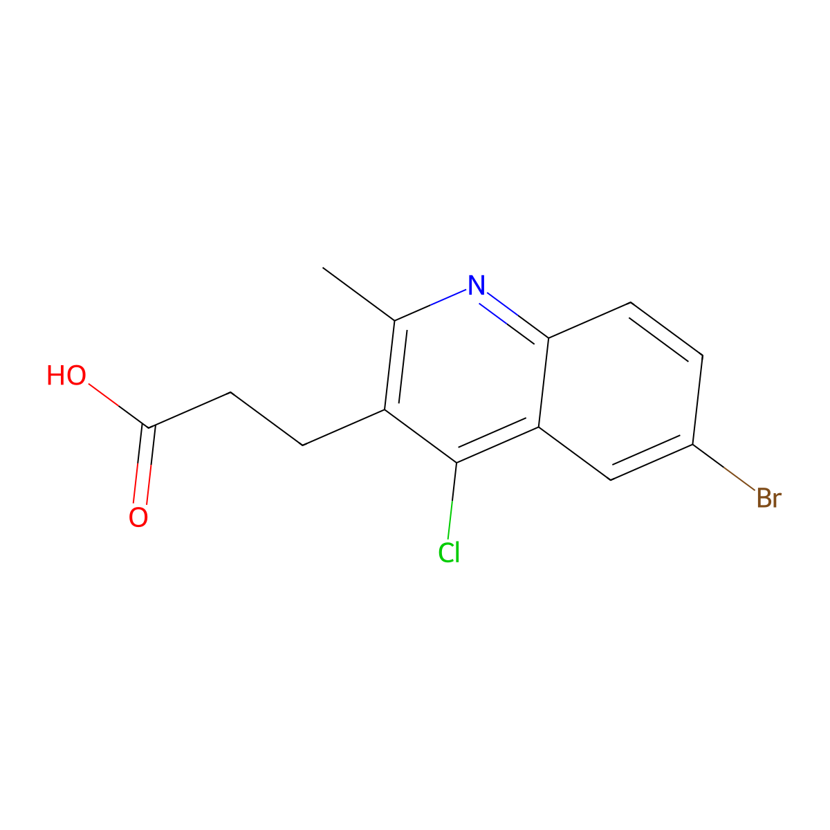 3-(6-Bromo-4-chloro-2-methylquinolin-3-yl)propanoic acid molecular structure, CAS 372185-85-8