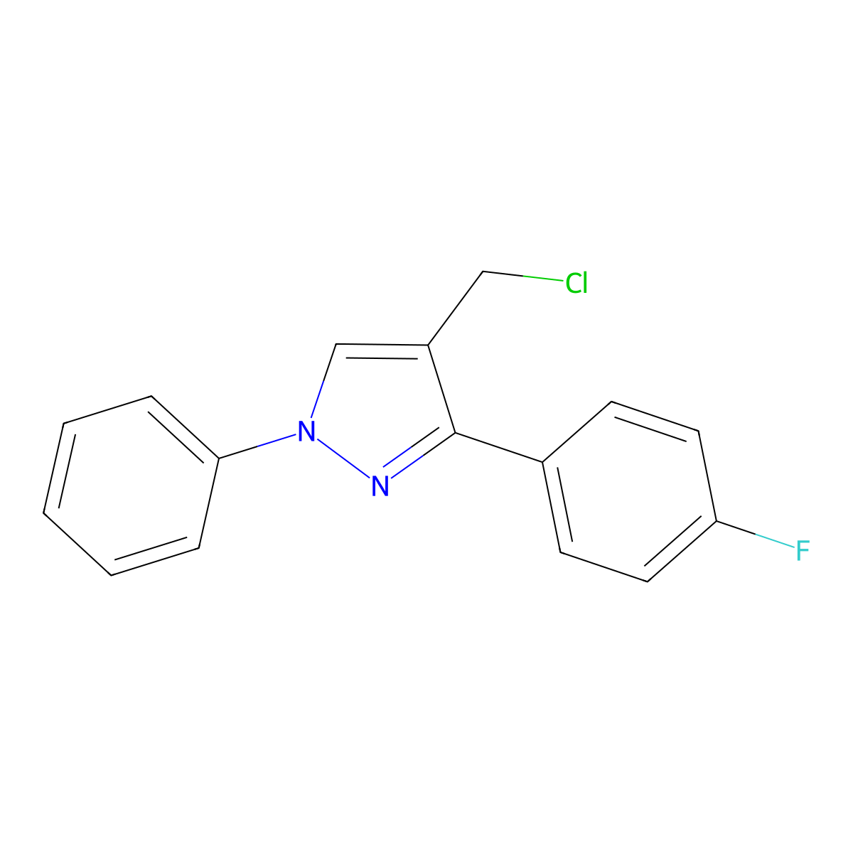4-(Chloromethyl)-3-(4-fluorophenyl)-1-phenyl-1H-pyrazole molecular structure, CAS 372190-35-7