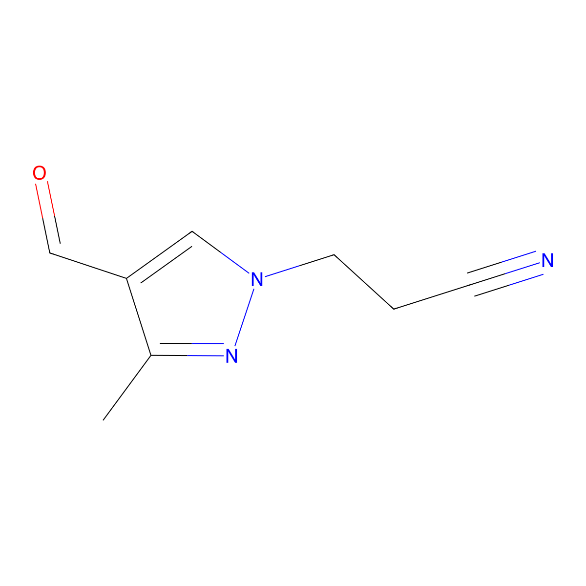 3-(4-formyl-3-methyl-1H-pyrazol-1-yl)propanenitrile molecular structure, CAS 372190-37-9
