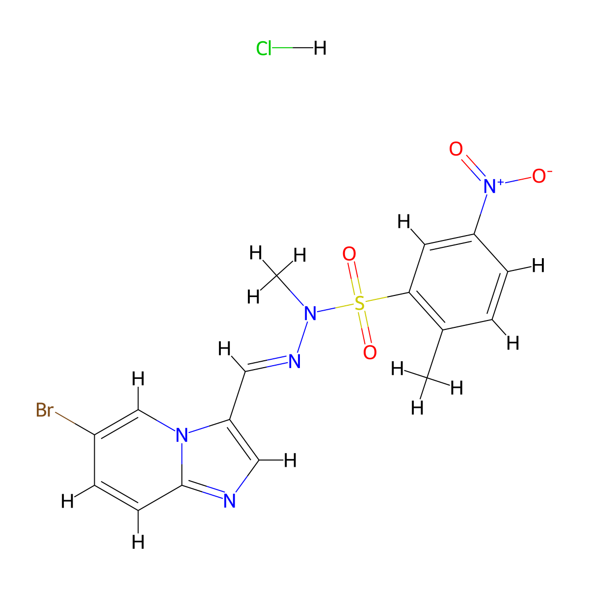 (E)-N'-((6-bromoimidazo[1,2-a]pyridin-3-yl)methylene)-N,2-dimethyl-5-nitrobenzenesulfonohydrazide hydrochloride molecular structure, CAS 372196-77-5