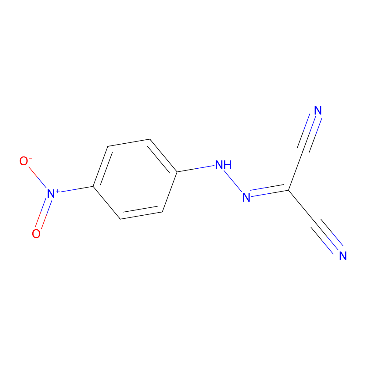 2-(2-(4-Nitrophenyl)hydrazinylidene)propanedinitrile molecular structure, CAS 3722-12-1