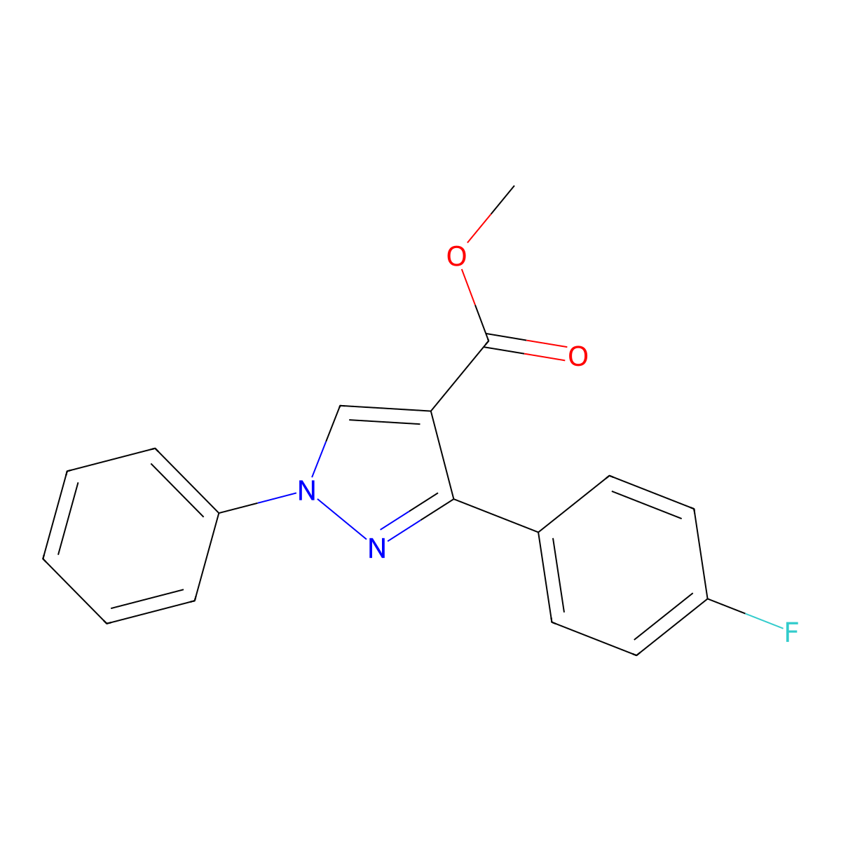 methyl 3-(4-fluorophenyl)-1-phenyl-1H-pyrazole-4-carboxylate molecular structure, CAS 372490-42-1
