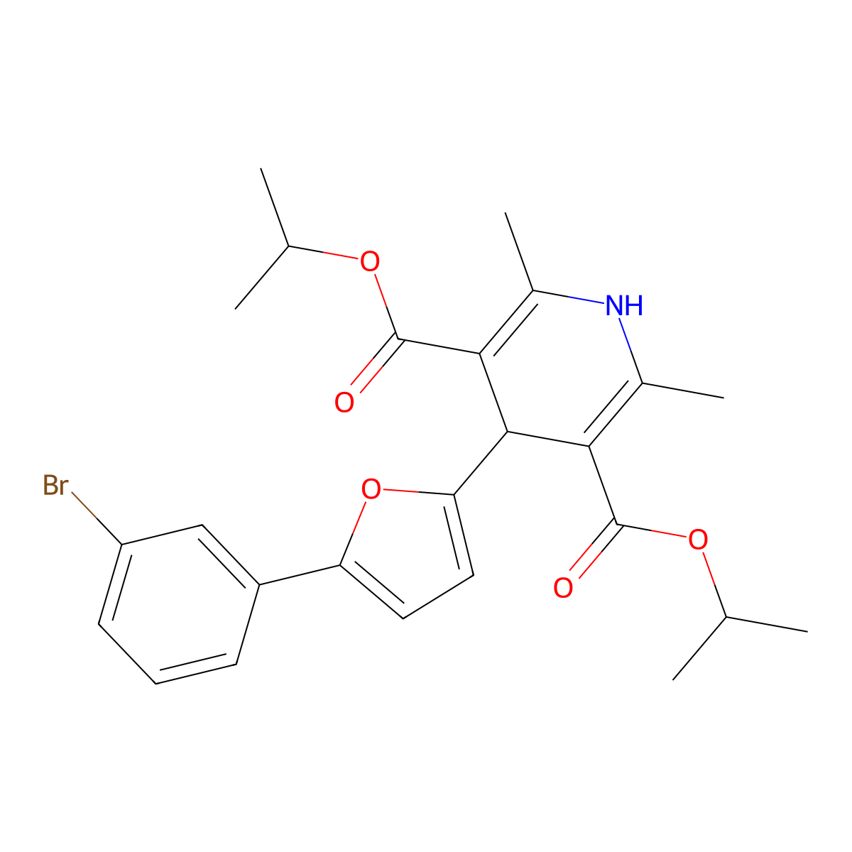 Dipropan-2-yl 4-[5-(3-bromophenyl)furan-2-yl]-2,6-dimethyl-1,4-dihydropyridine-3,5-dicarboxylate molecular structure, CAS 372493-39-5