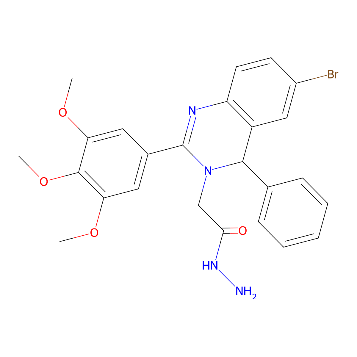 2-[6-bromo-4-phenyl-2-(3,4,5-trimethoxyphenyl)-4H-quinazolin-3-yl]acetohydrazide molecular structure, CAS 372493-84-0