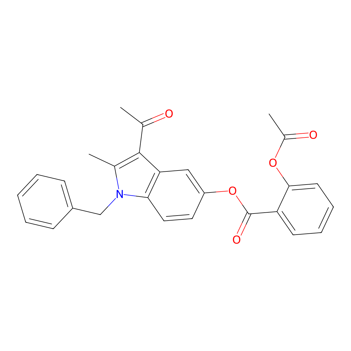 3-acetyl-1-benzyl-2-methyl-1H-indol-5-yl 2-(acetyloxy)benzoate molecular structure, CAS 372494-63-8