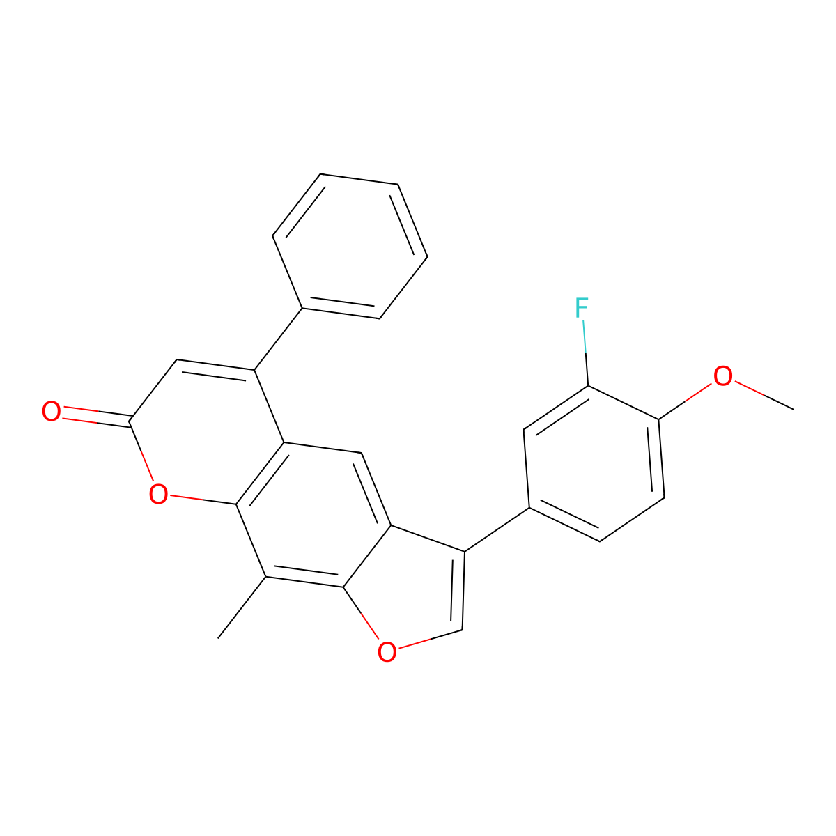 3-(3-fluoro-4-methoxyphenyl)-9-methyl-5-phenyl-7H-furo[3,2-g]chromen-7-one molecular structure, CAS 372494-73-0