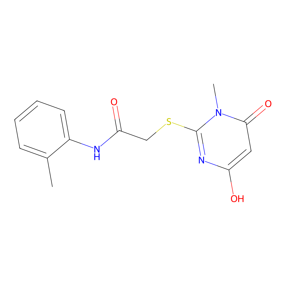 2-[(4-hydroxy-1-methyl-6-oxo-1,6-dihydropyrimidin-2-yl)sulfanyl]-N-(2-methylphenyl)acetamide molecular structure, CAS 372494-79-6
