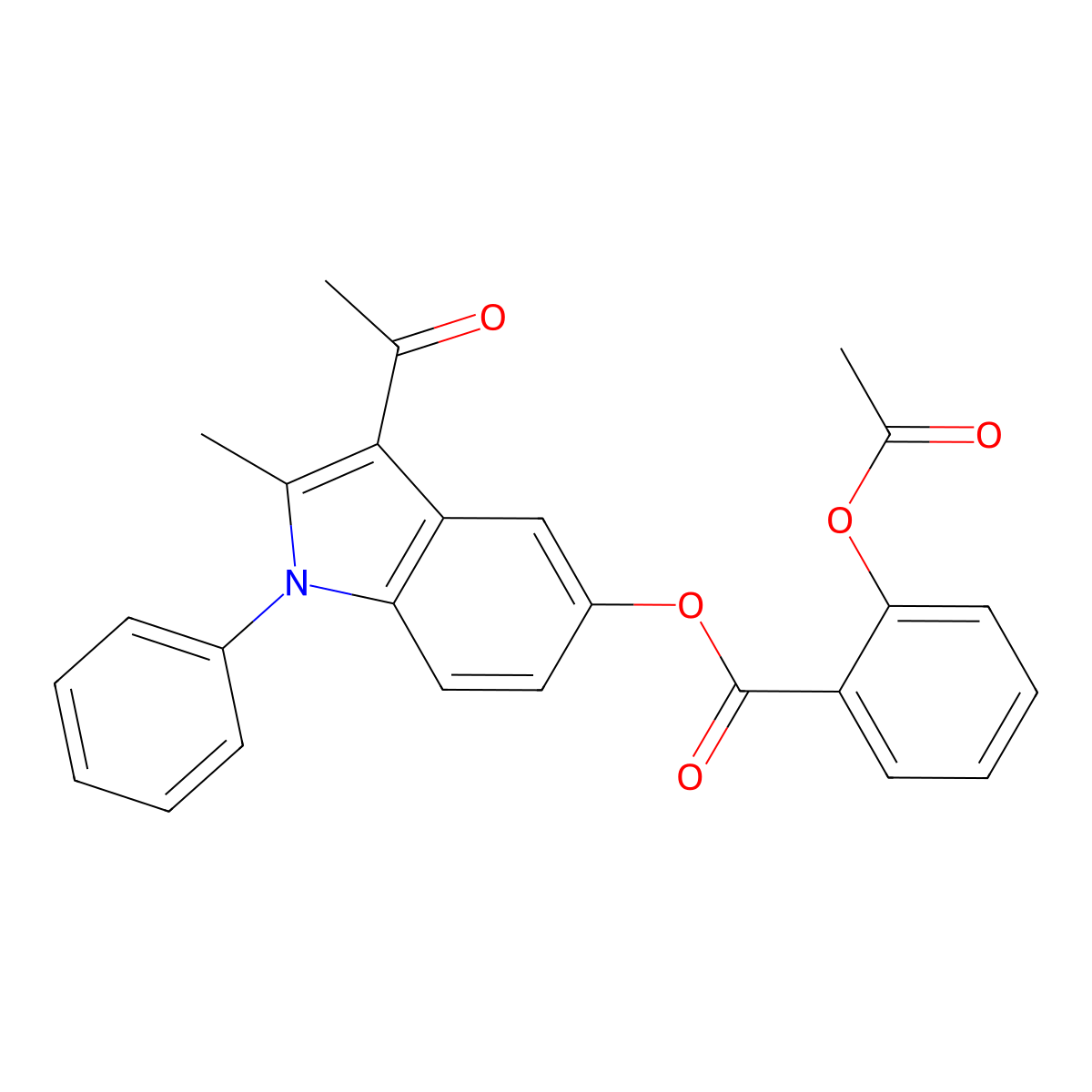 3-acetyl-2-methyl-1-phenyl-1H-indol-5-yl 2-(acetyloxy)benzoate molecular structure, CAS 372495-60-8