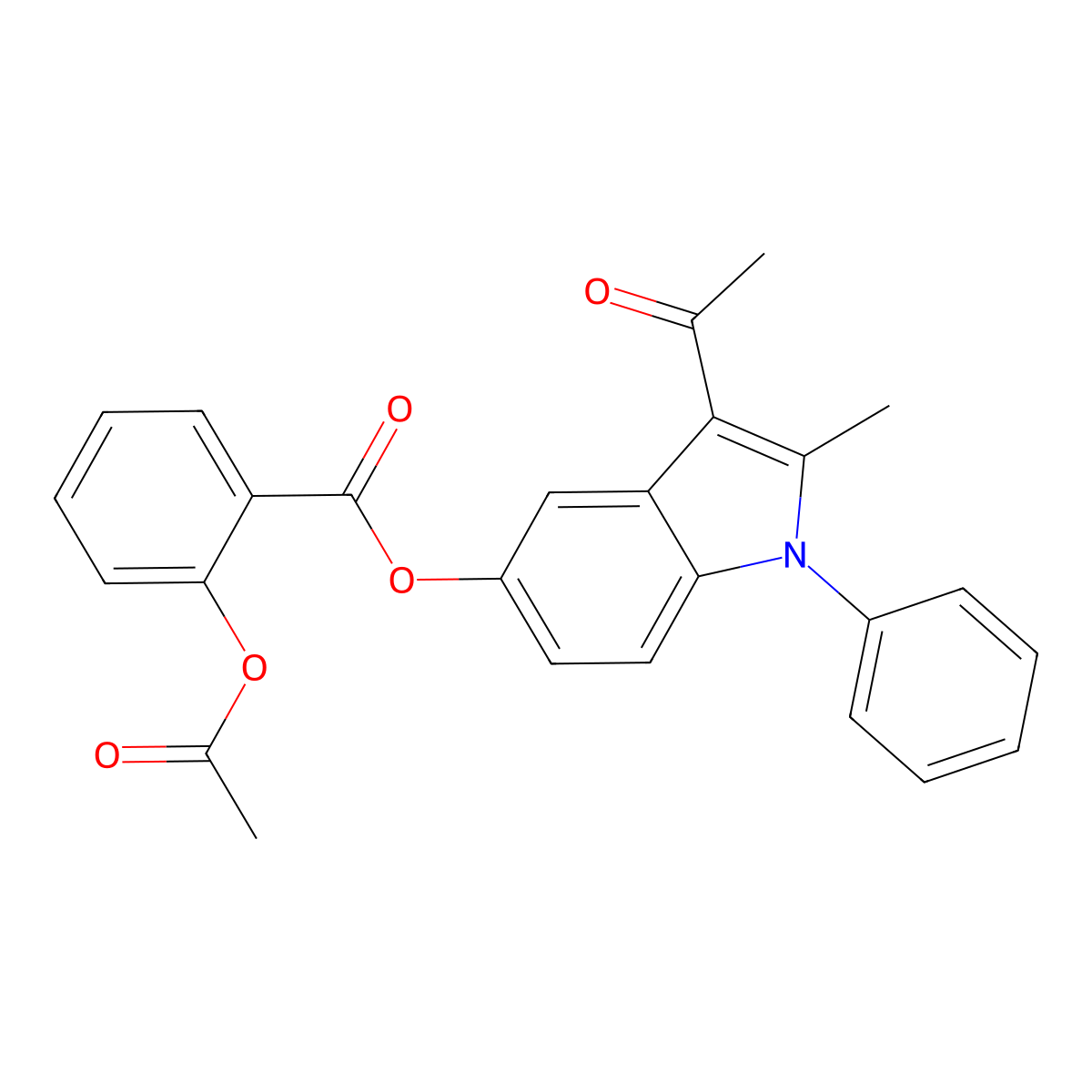 3-acetyl-2-methyl-1-phenyl-1H-indol-5-yl 2-(acetyloxy)benzoate molecular structure, CAS 372495-60-8