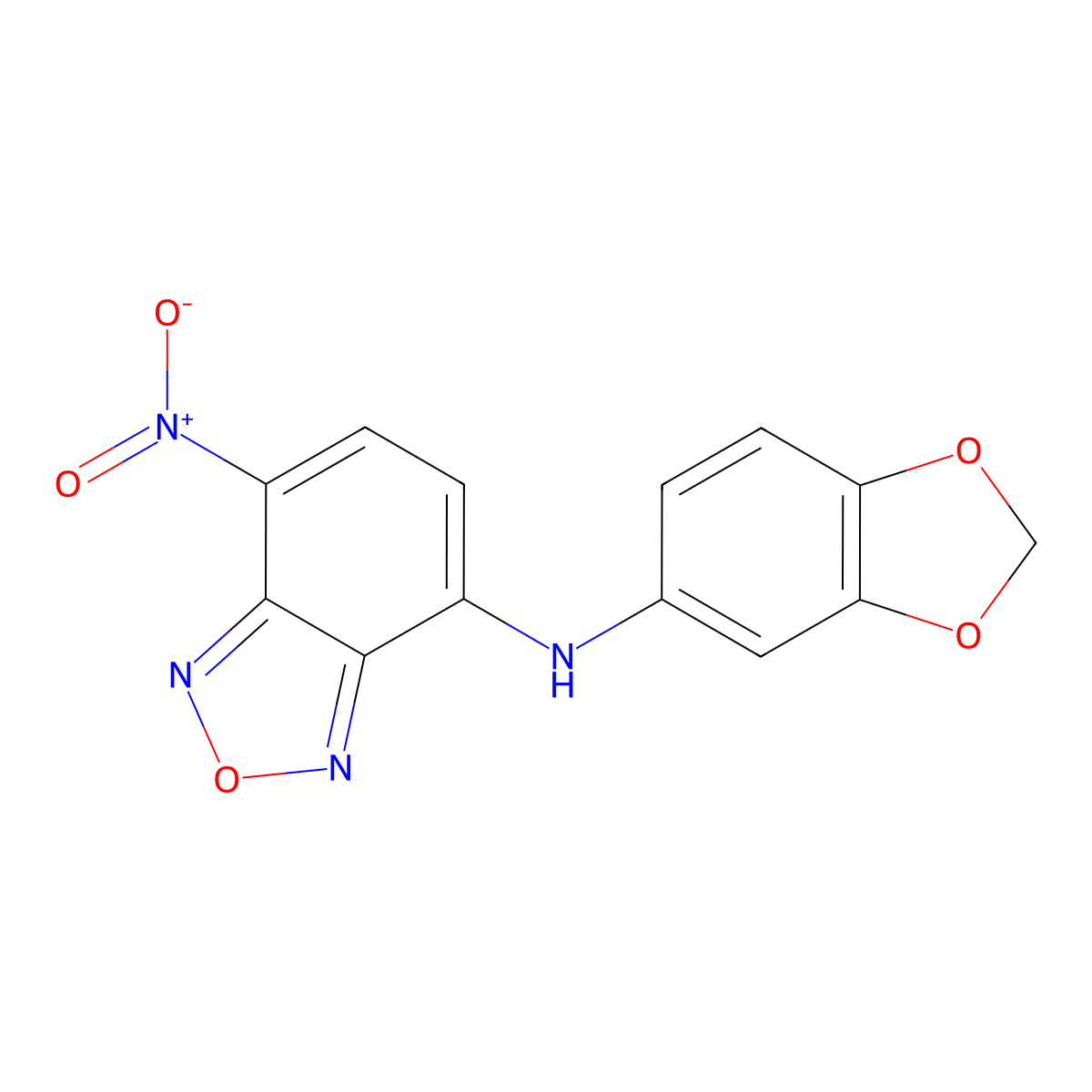 N-(1,3-benzodioxol-5-yl)-4-nitro-2,1,3-benzoxadiazol-7-amine molecular structure, CAS 372495-79-9