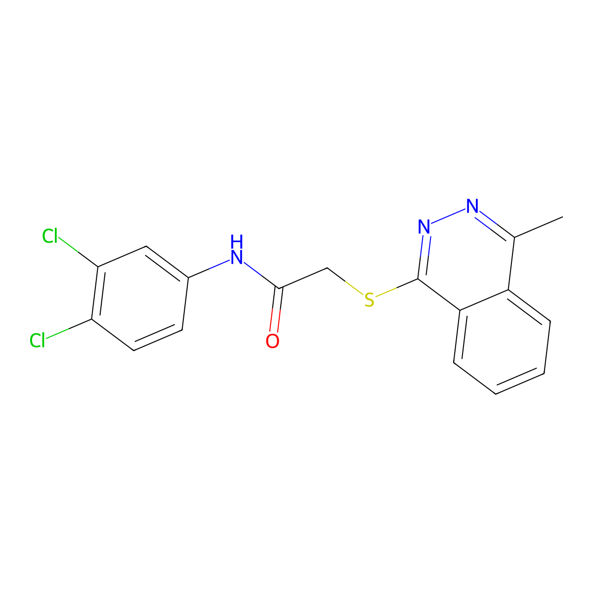 N-(3,4-dichlorophenyl)-2-[(4-methylphthalazin-1-yl)sulfanyl]acetamide molecular structure, CAS 372495-81-3