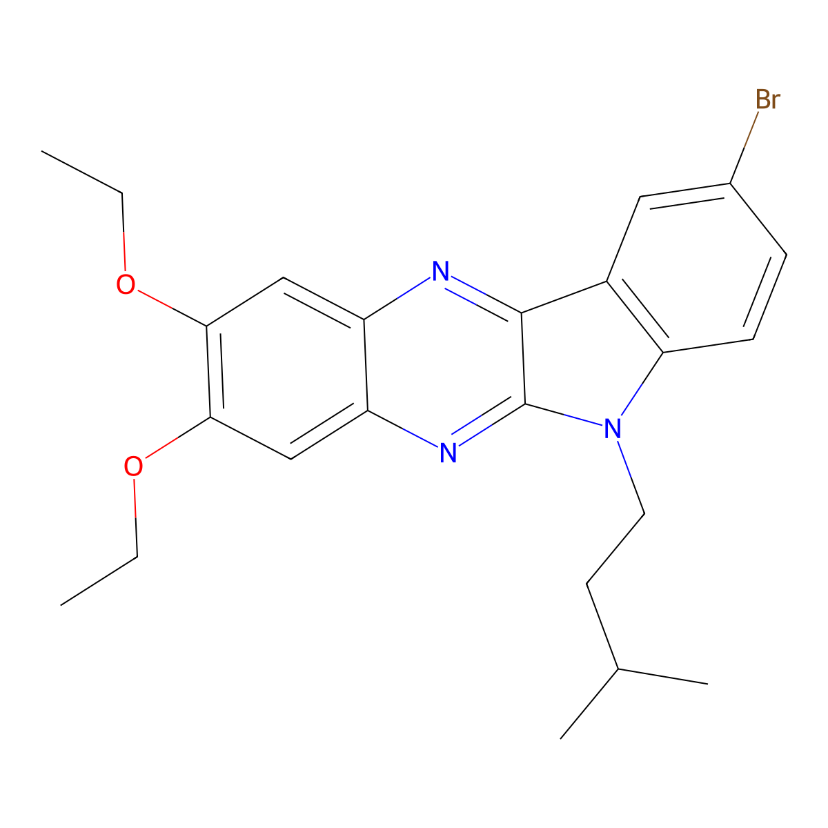 9-bromo-2,3-diethoxy-6-(3-methylbutyl)-6H-indolo[2,3-b]quinoxaline molecular structure, CAS 372496-19-0