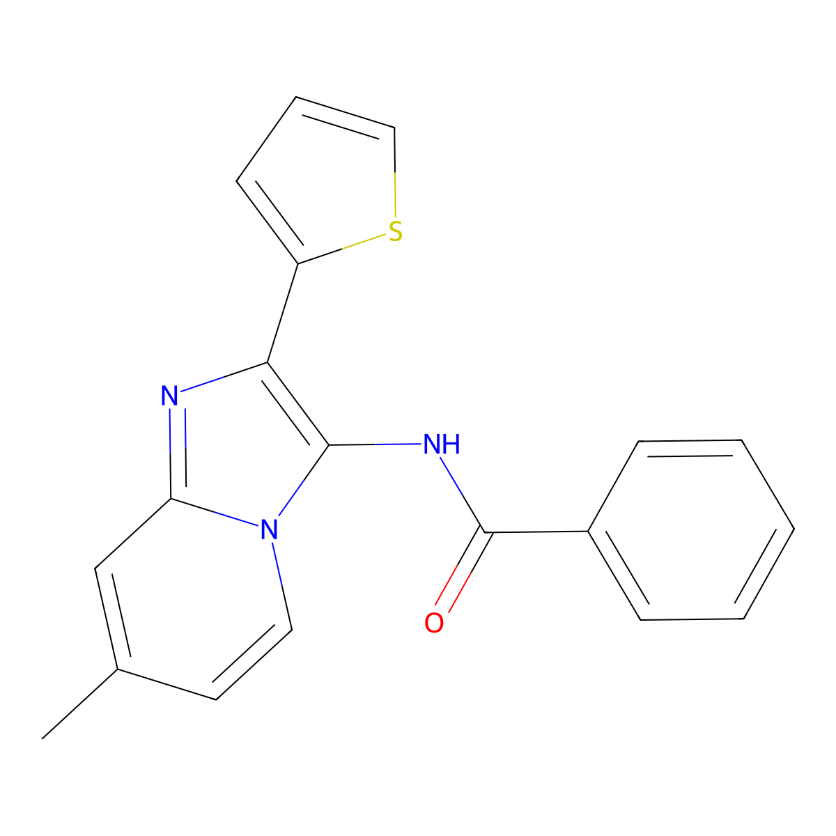 N-[7-methyl-2-(thiophen-2-yl)imidazo[1,2-a]pyridin-3-yl]benzamide molecular structure, CAS 372496-78-1