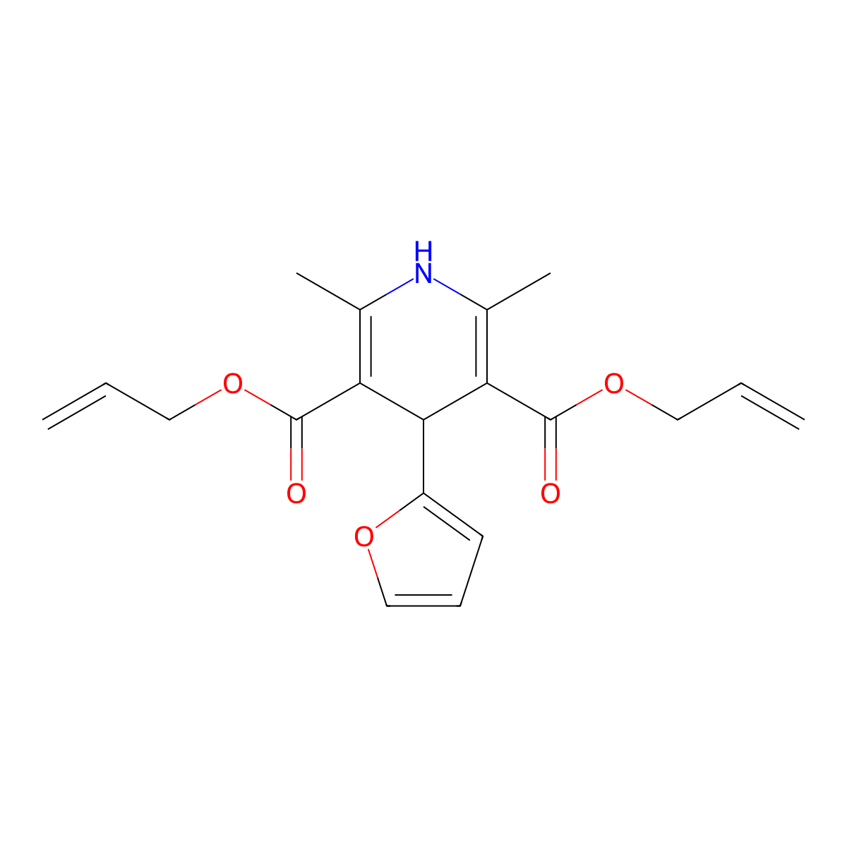 Diallyl 4-(2-furyl)-2,6-dimethyl-1,4-dihydro-3,5-pyridinedicarboxylate molecular structure, CAS 372497-18-2
