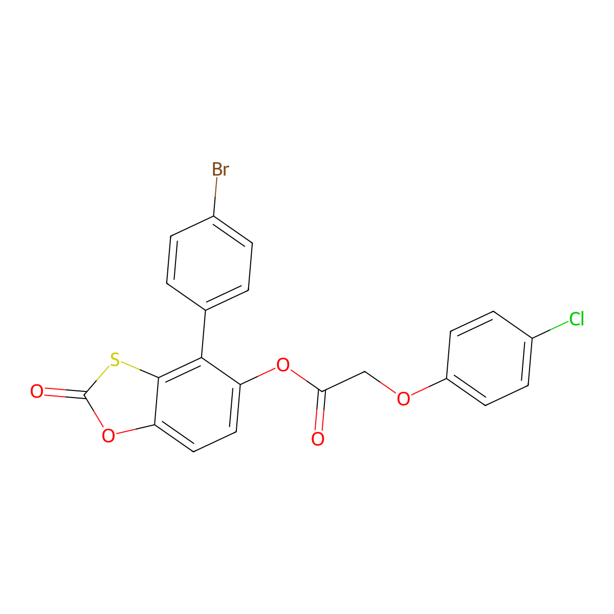 4-(4-Bromophenyl)-2-oxo-1,3-benzoxathiol-5-yl (4-chlorophenoxy)acetate molecular structure, CAS 372497-48-8