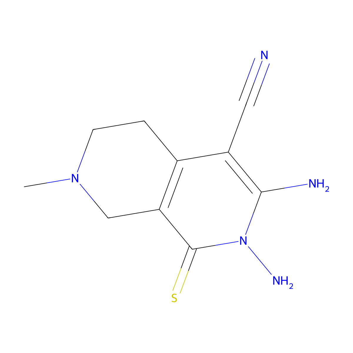 2,3-Diamino-7-methyl-1-thioxo-1,2,5,6,7,8-hexahydro-2,7-naphthyridine-4-carbonitrile molecular structure, CAS 372497-57-9