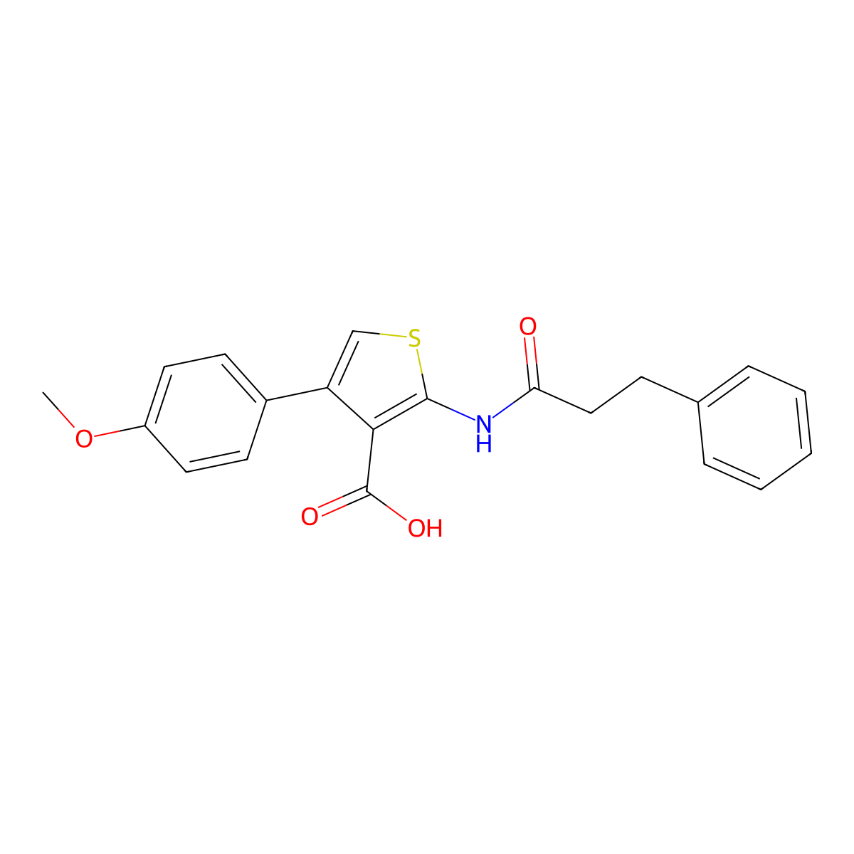 4-(4-Methoxyphenyl)-2-(3-phenylpropanamido)thiophene-3-carboxylic acid molecular structure, CAS 372497-83-1