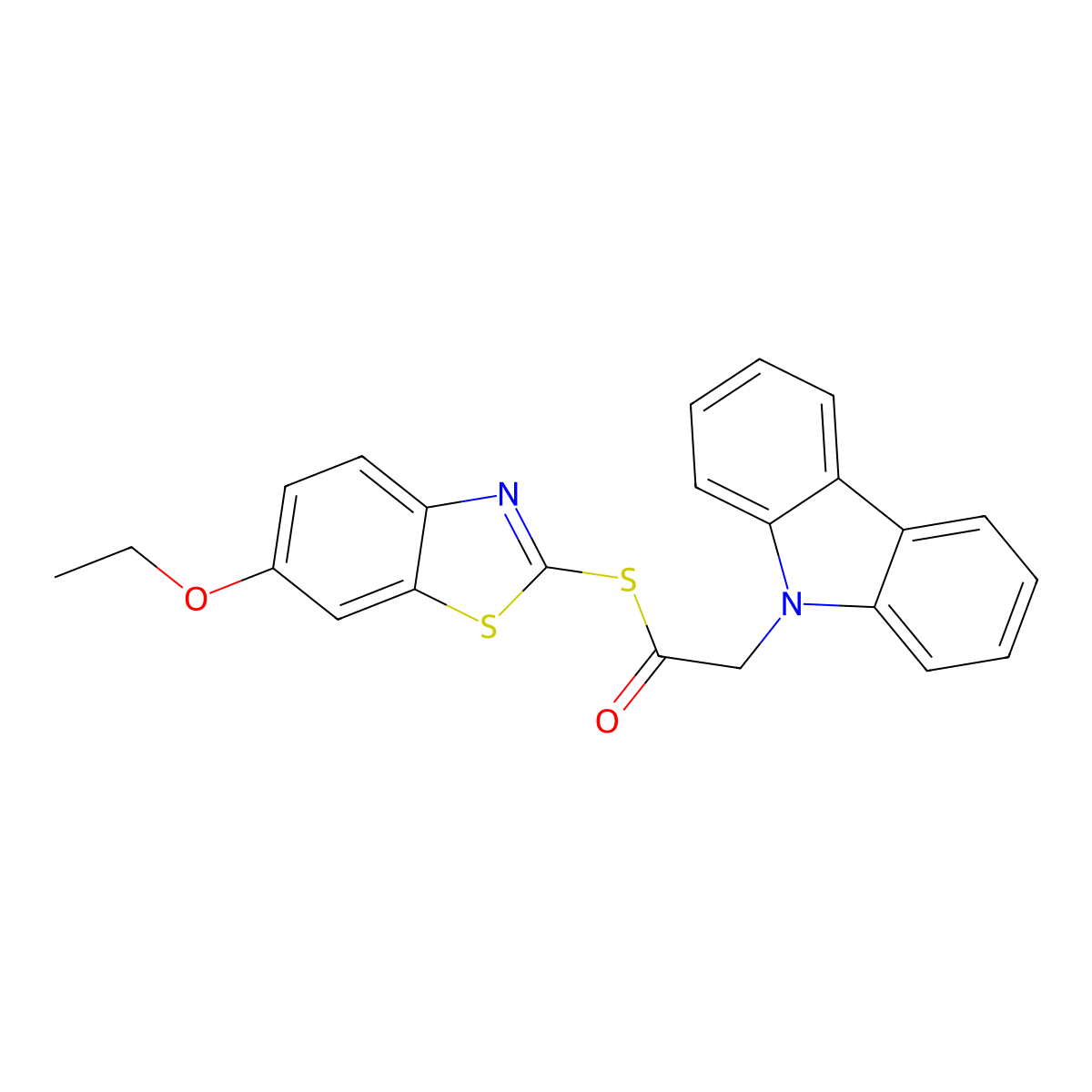 S-(6-ethoxy-1,3-benzothiazol-2-yl) 9H-carbazol-9-ylethanethioate molecular structure, CAS 372498-41-4