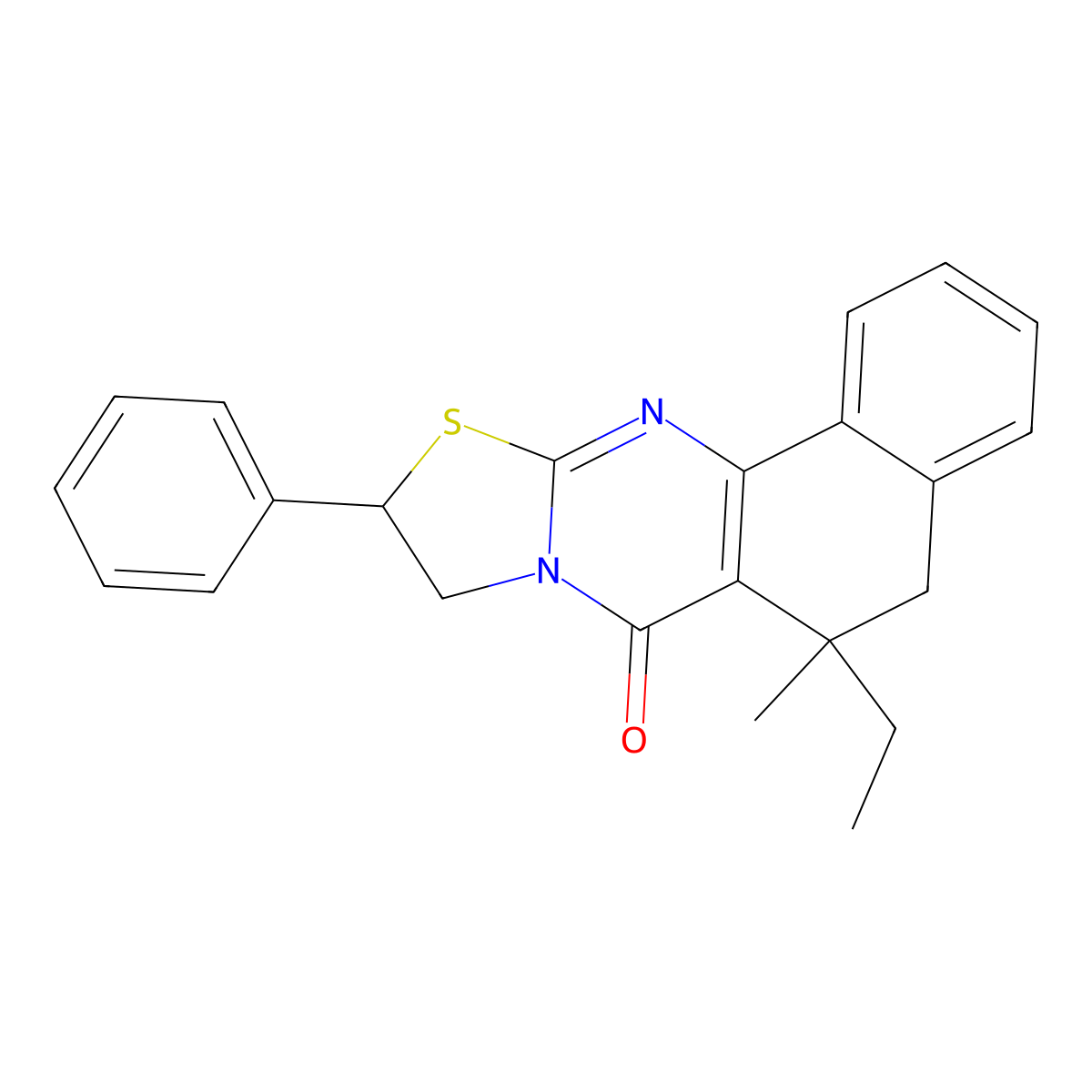 6-ethyl-6-methyl-10-phenyl-9,10-dihydro-5H-benzo[h]thiazolo[2,3-b]quinazolin-7(6H)-one molecular structure, CAS 372498-97-0