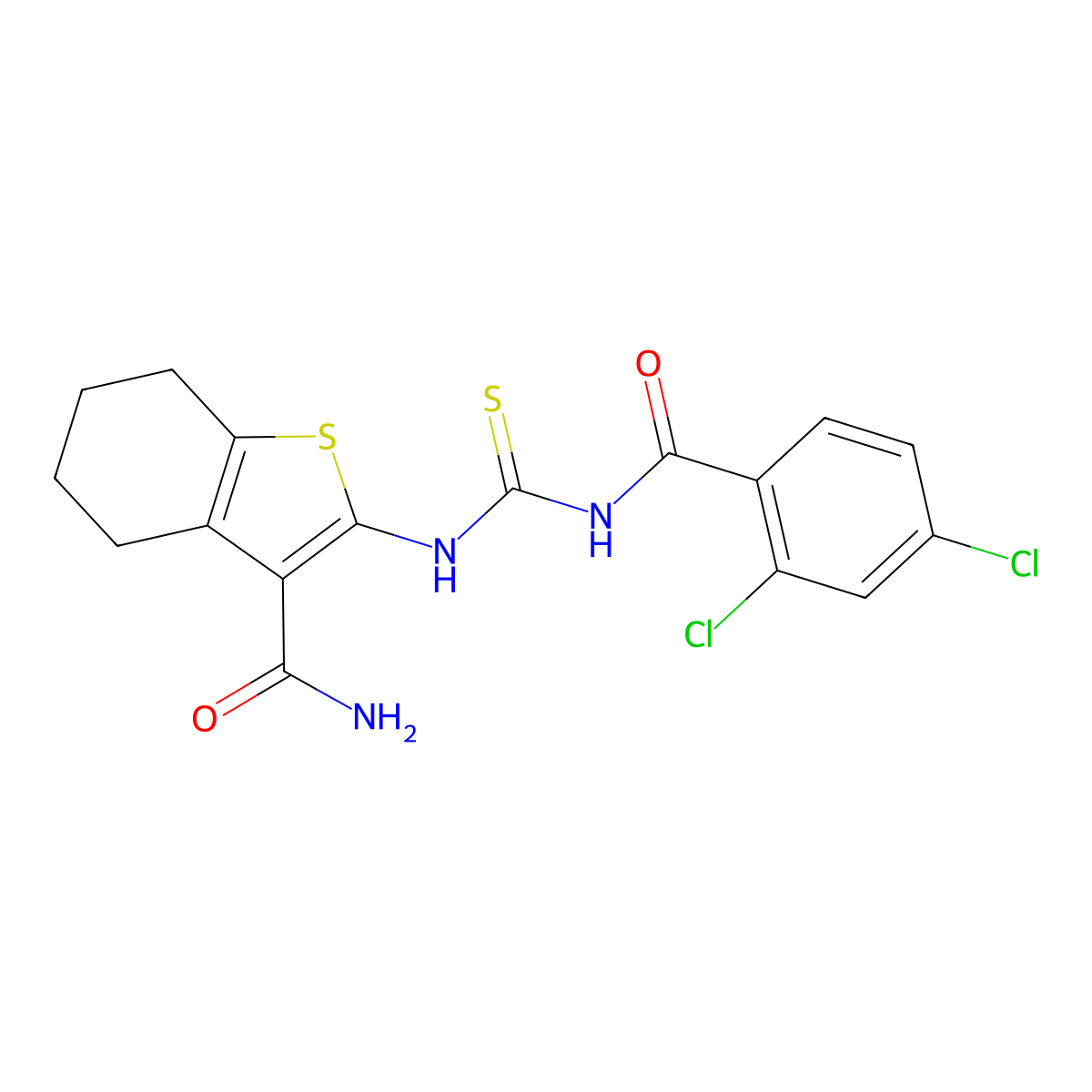 2-(3-(2,4-Dichlorobenzoyl)thioureido)-4,5,6,7-tetrahydrobenzo[b]thiophene-3-carboxamide molecular structure, CAS 372499-36-0