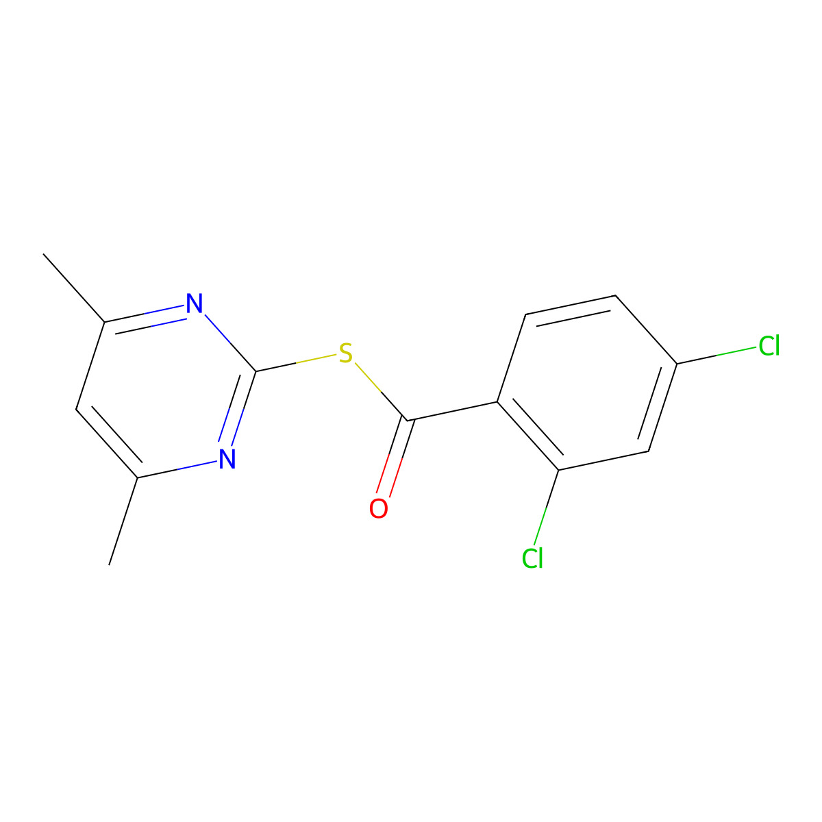 S-(4,6-dimethylpyrimidin-2-yl) 2,4-dichlorobenzenecarbothioate molecular structure, CAS 372499-59-7