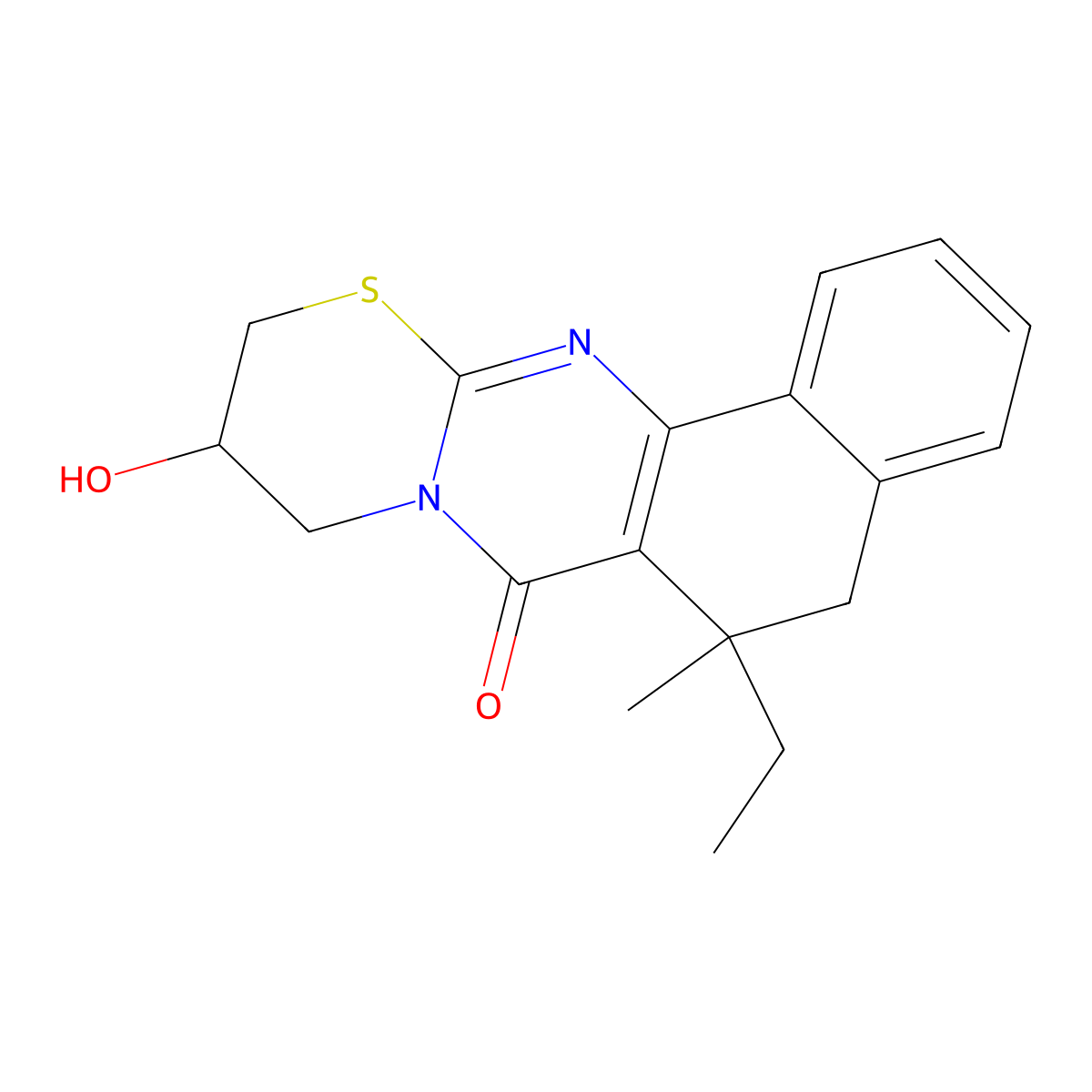 6-ethyl-10-hydroxy-6-methyl-5,6,10,11-tetrahydrobenzo[h][1,3]thiazino[2,3-b]quinazolin-7(9H)-one molecular structure, CAS 372499-62-2