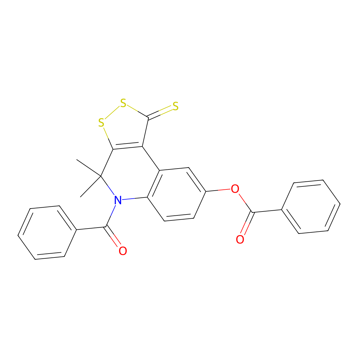 4,4-dimethyl-5-(phenylcarbonyl)-1-thioxo-4,5-dihydro-1H-[1,2]dithiolo[3,4-c]quinolin-8-yl benzoate molecular structure, CAS 372499-80-4