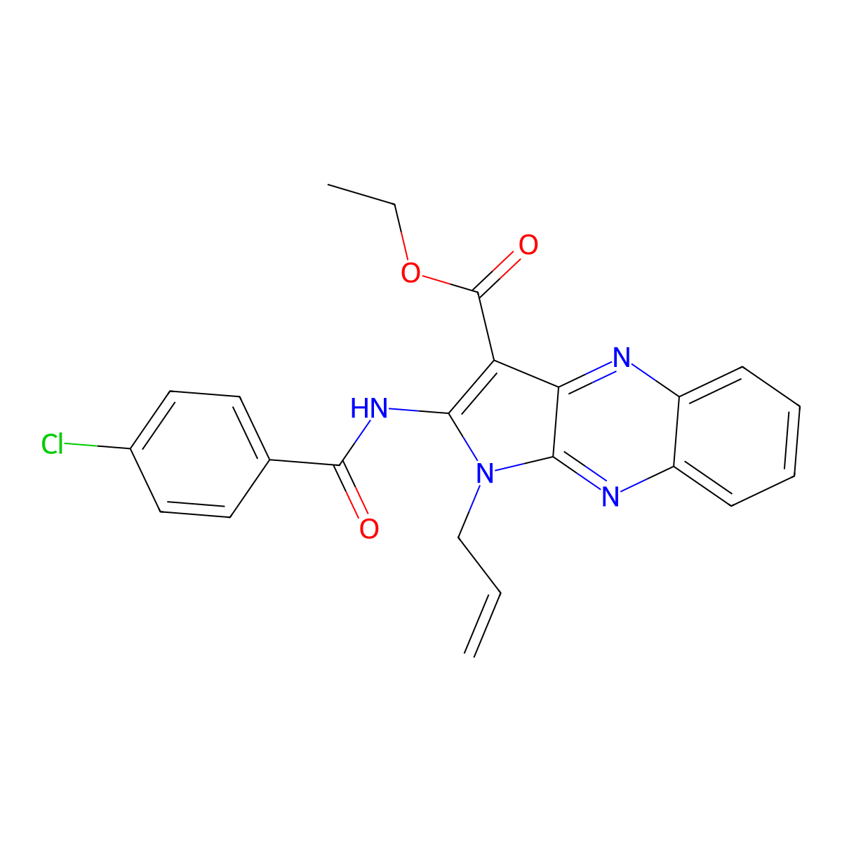 ethyl 1-allyl-2-(4-chlorobenzamido)-1H-pyrrolo[2,3-b]quinoxaline-3-carboxylate molecular structure, CAS 372499-93-9