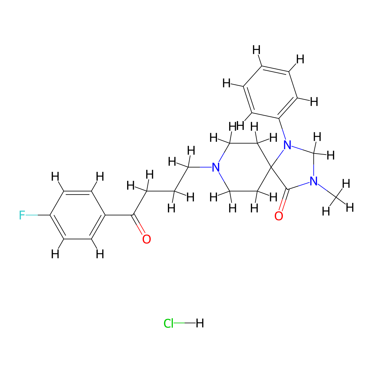 1,3,8-Triazaspiro(4.5)decan-4-one, 8-(3-(p-fluorobenzoyl)propyl)-3-methyl-1-phenyl-, hydrochloride molecular structure, CAS 3725-68-6
