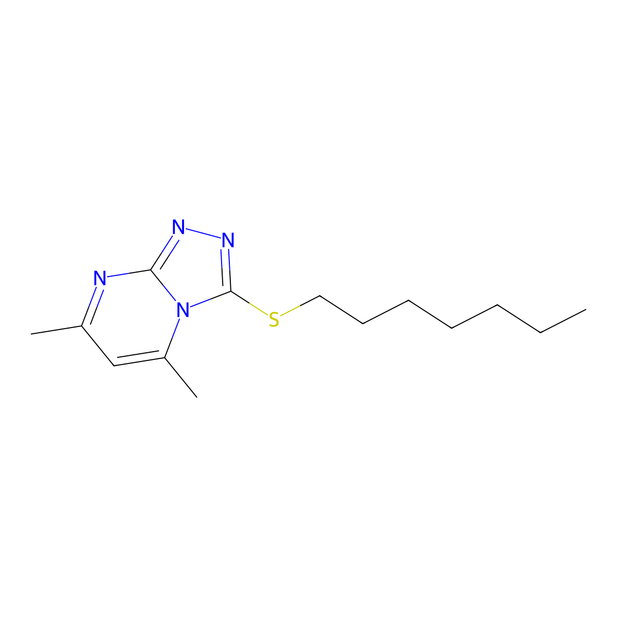 3-(Heptylthio)-5,7-dimethyl[1,2,4]triazolo[4,3-a]pyrimidine molecular structure, CAS 372500-77-1