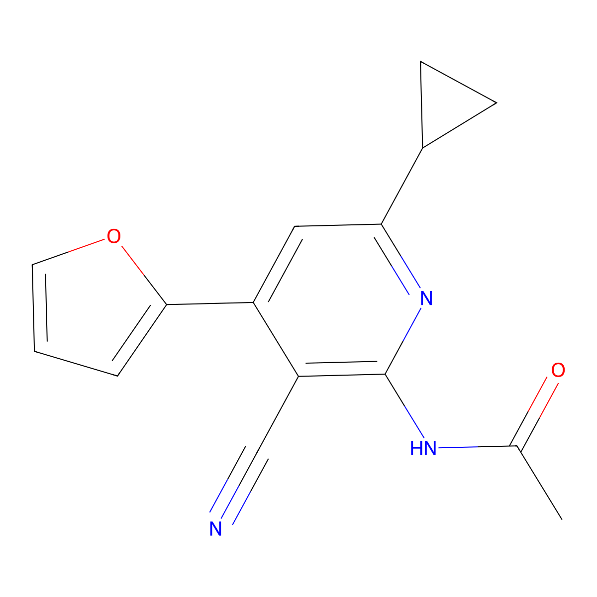 N-[3-cyano-6-cyclopropyl-4-(furan-2-yl)pyridin-2-yl]acetamide molecular structure, CAS 372500-92-0