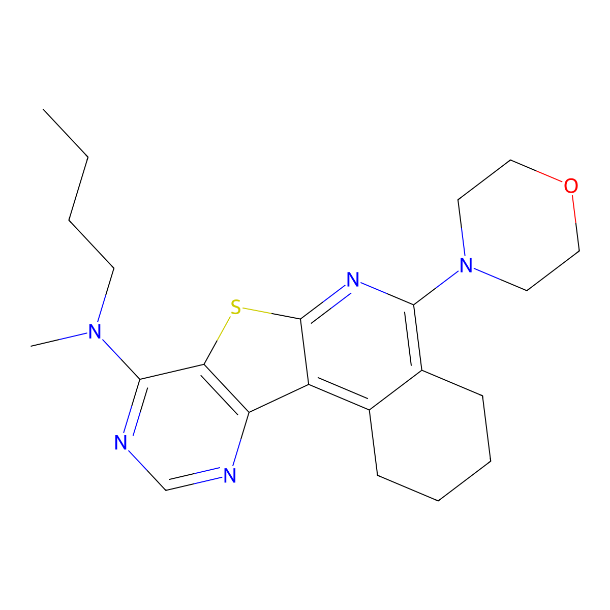 N-butyl-N-methyl-5-morpholino-1,2,3,4-tetrahydropyrimido[4',5':4,5]thieno[2,3-c]isoquinolin-8-amine molecular structure, CAS 372501-21-8