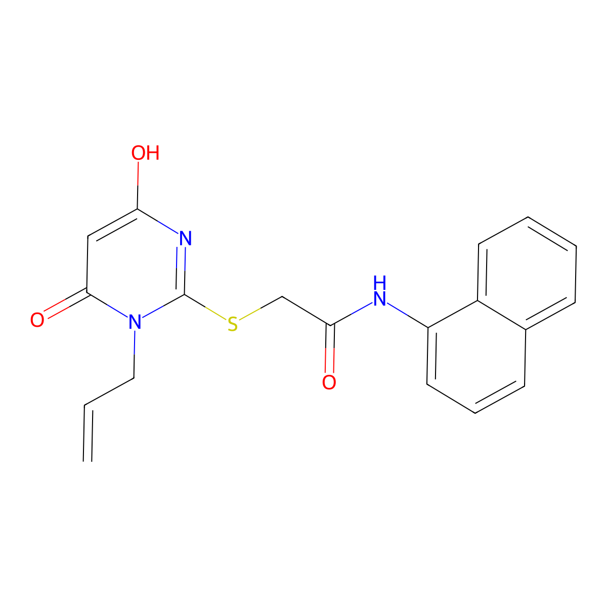 2-((1-allyl-4-hydroxy-6-oxo-1,6-dihydropyrimidin-2-yl)thio)-N-(naphthalen-1-yl)acetamide molecular structure, CAS 372501-31-0