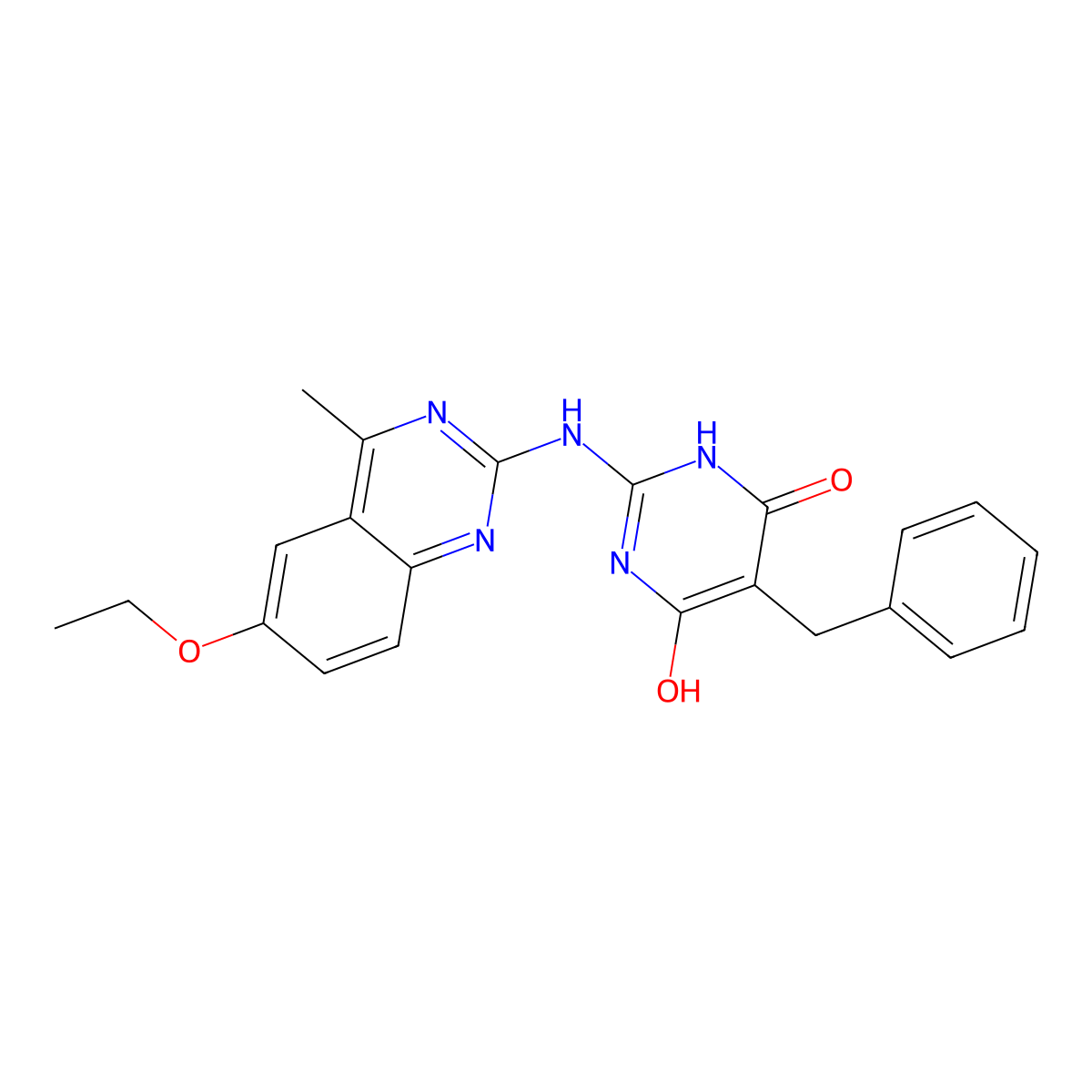 5-Benzyl-2-[(6-ethoxy-4-methylquinazolin-2-yl)amino]pyrimidine-4,6-diol molecular structure, CAS 372501-34-3