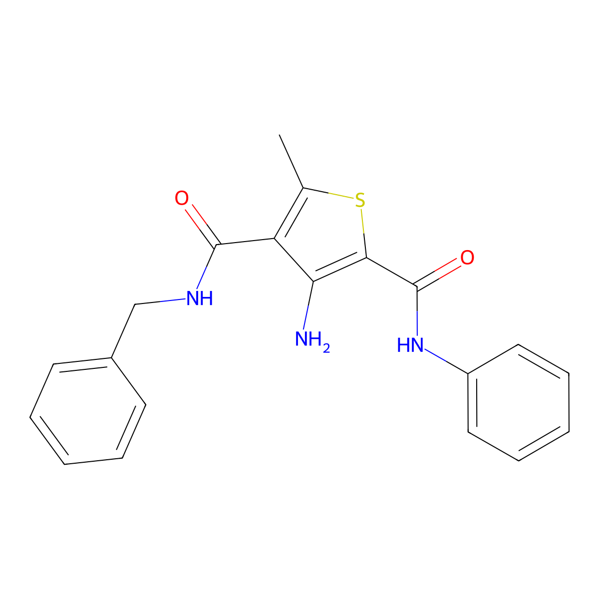 3-amino-N~4~-benzyl-5-methyl-N~2~-phenyl-2,4-thiophenedicarboxamide molecular structure, CAS 372501-78-5