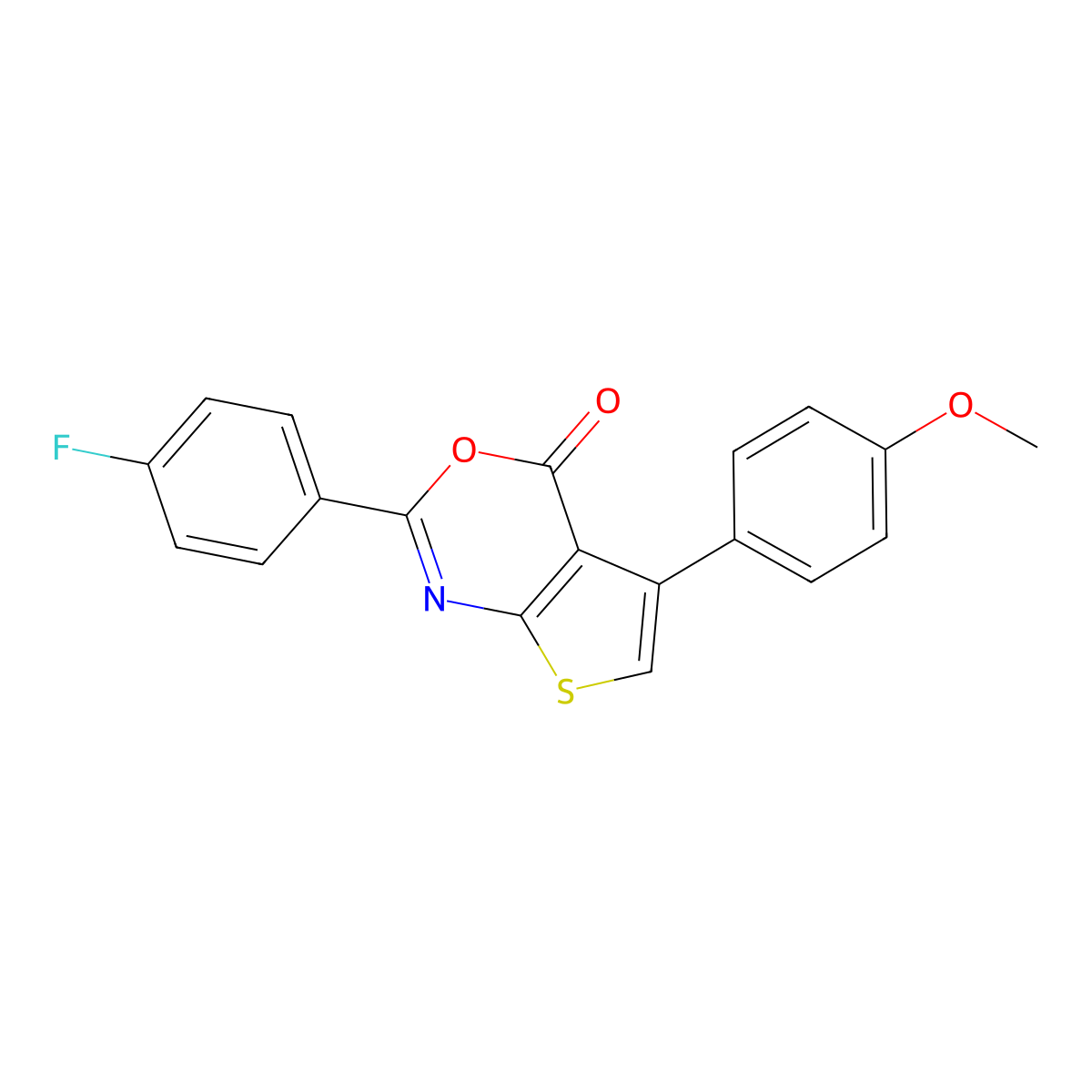 2-(4-fluorophenyl)-5-(4-methoxyphenyl)-4H-thieno[2,3-d][1,3]oxazin-4-one molecular structure, CAS 372501-89-8