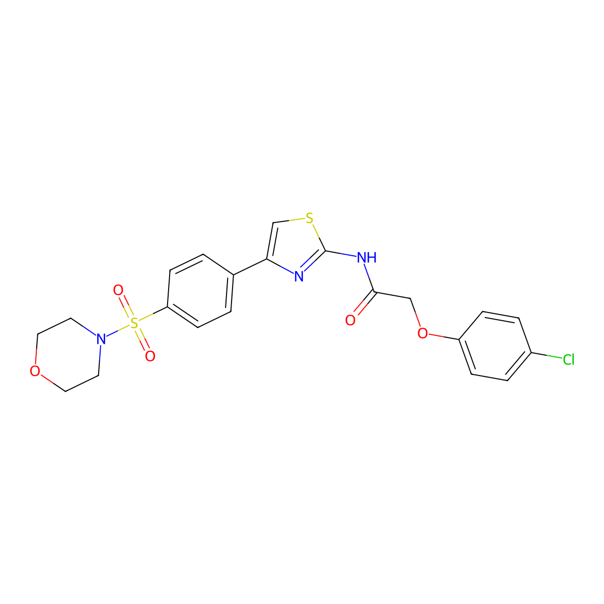 2-(4-Chloro-phenoxy)-N-{4-[4-(morpholine-4-sulfonyl)-phenyl]-thiazol-2-yl}-acetamide molecular structure, CAS 372502-23-3
