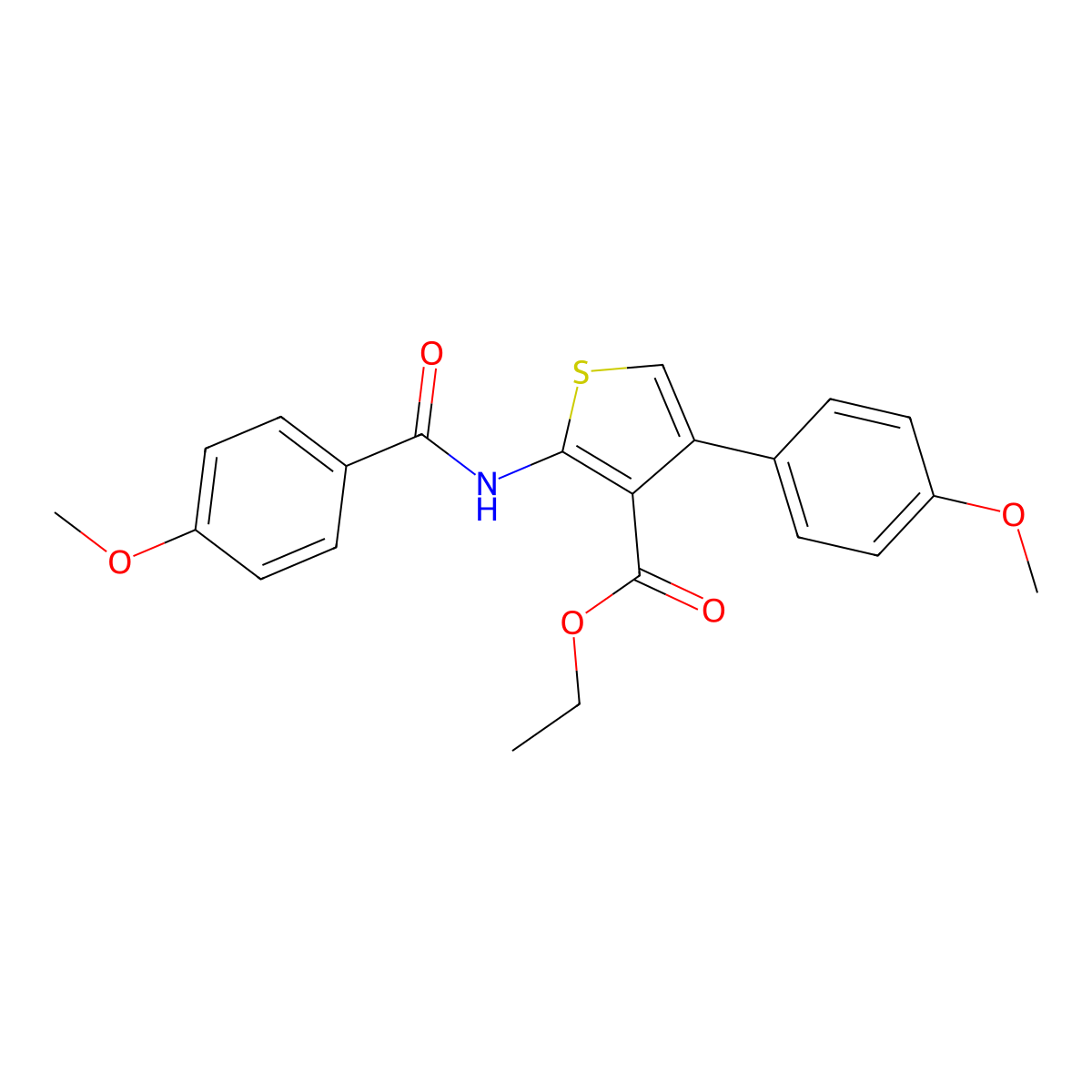 Ethyl 4-(4-methoxyphenyl)-2-{[(4-methoxyphenyl)carbonyl]amino}thiophene-3-carboxylate molecular structure, CAS 372502-90-4