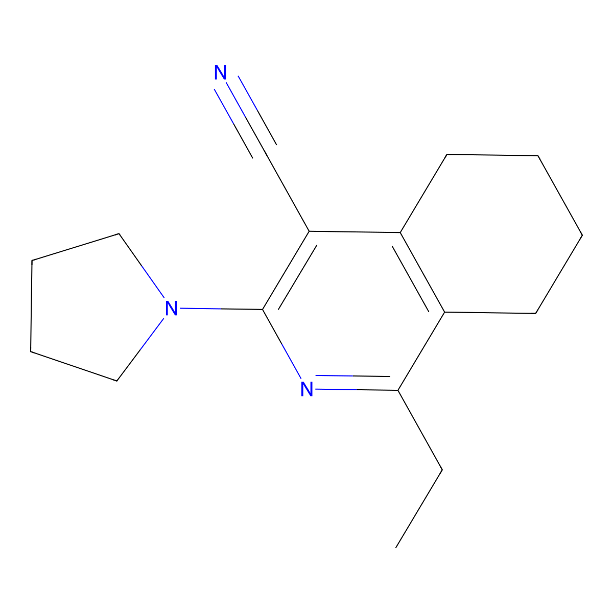 1-Ethyl-3-(pyrrolidin-1-yl)-5,6,7,8-tetrahydroisoquinoline-4-carbonitrile molecular structure, CAS 372503-40-7