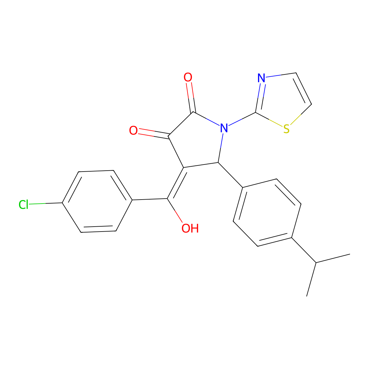 4-[(4-Chlorophenyl)-hydroxymethylidene]-5-(4-propan-2-ylphenyl)-1-(1,3-thiazol-2-yl)pyrrolidine-2,3-dione molecular structure, CAS 372503-57-6