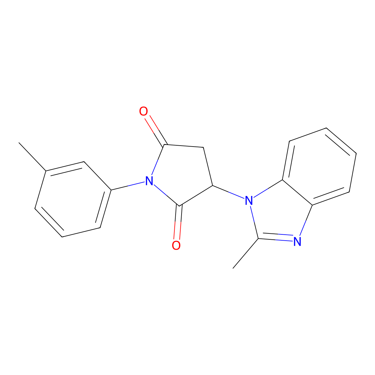 3-(2-methyl-1H-benzimidazol-1-yl)-1-(3-methylphenyl)pyrrolidine-2,5-dione molecular structure, CAS 372503-58-7