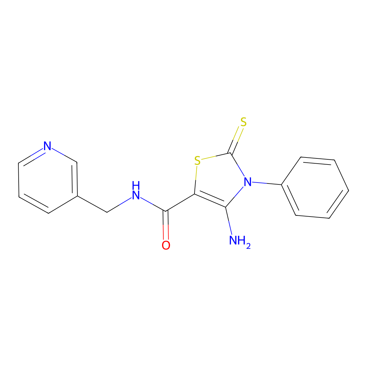 4-amino-3-phenyl-N-(pyridin-3-ylmethyl)-2-sulfanylidene-1,3-thiazole-5-carboxamide molecular structure, CAS 372504-01-3