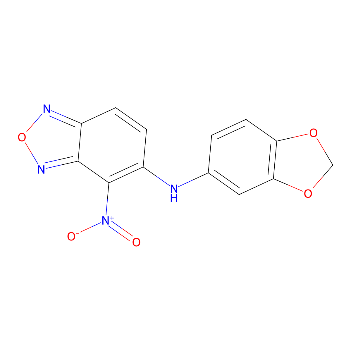 N-(1,3-benzodioxol-5-yl)-4-nitro-2,1,3-benzoxadiazol-5-amine molecular structure, CAS 372504-57-9
