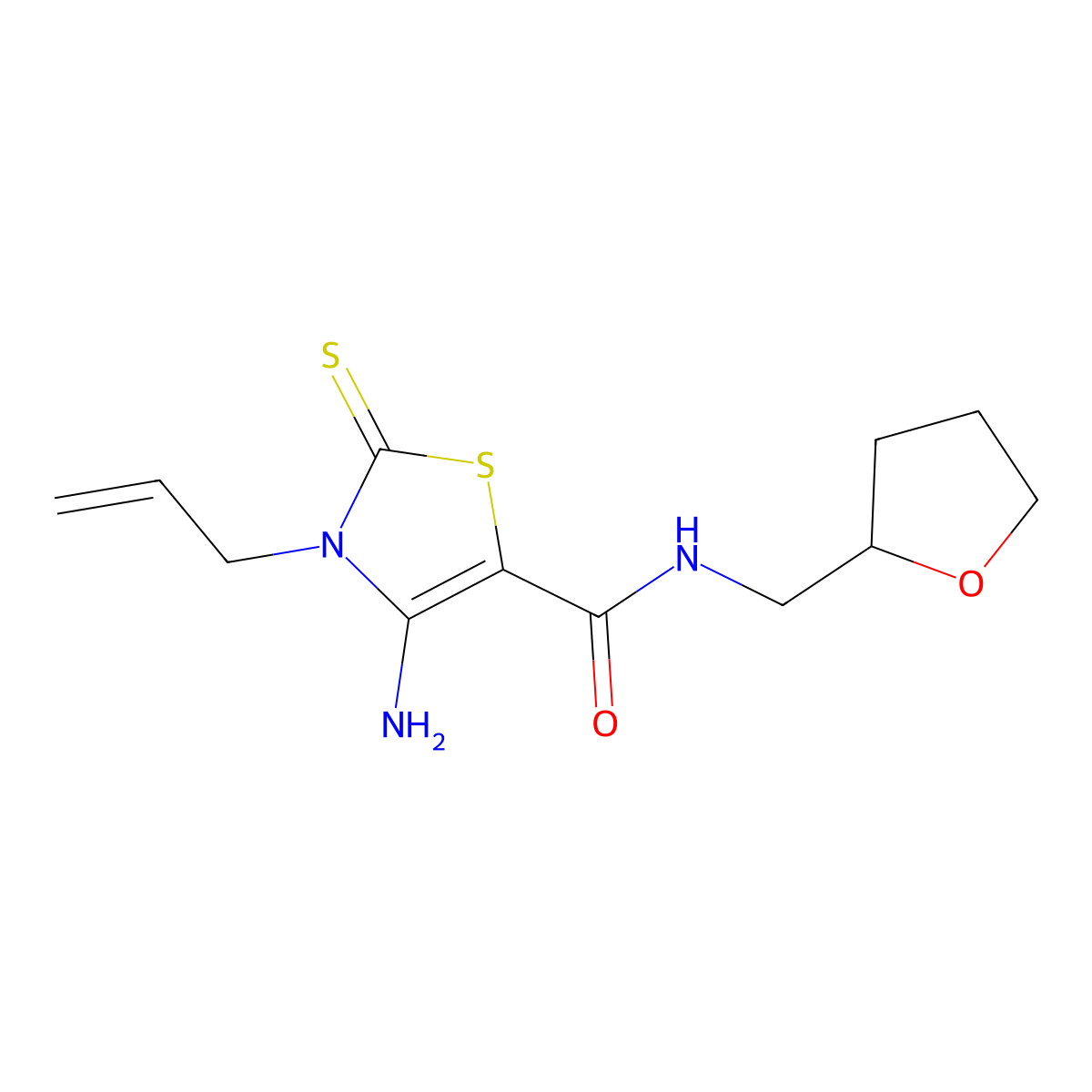 4-amino-N-(2-oxolanylmethyl)-3-prop-2-enyl-2-sulfanylidene-5-thiazolecarboxamide molecular structure, CAS 372504-96-6